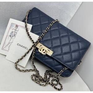 Chanel Caviar Skin Matelasse Chain Wallet Coco Lock